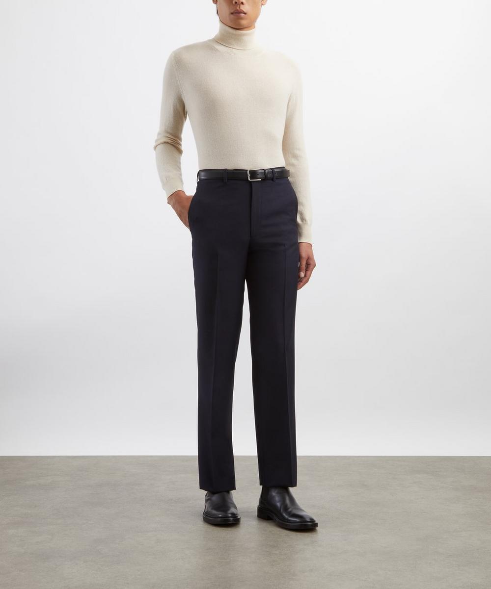 liberty london Husbands Navy Straight High-Waisted Twill Trousers