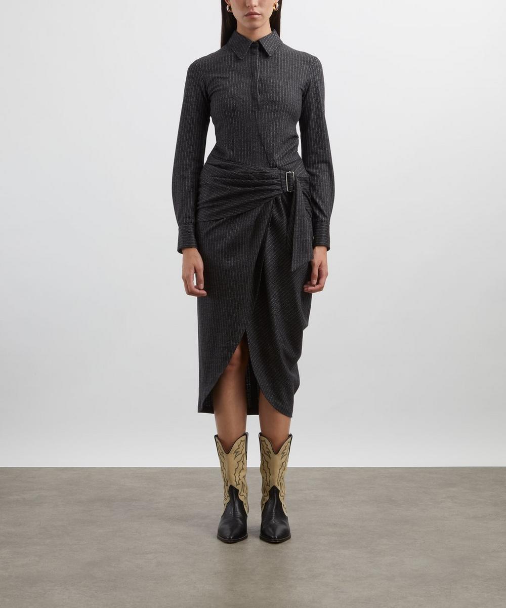Liberty London Isabel Marant Rosalie Draped Pinstripe Midi Dress