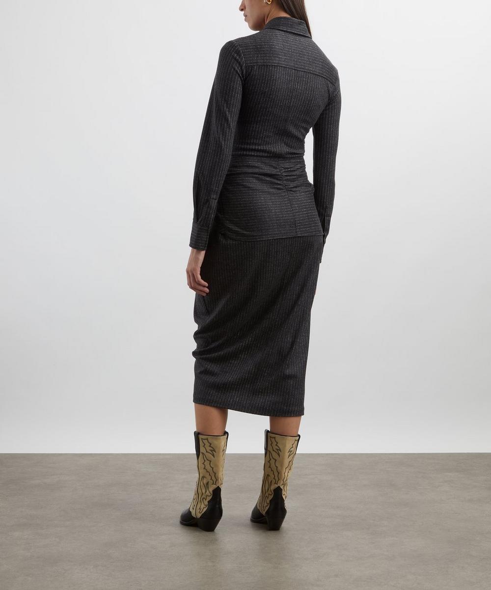 Liberty London Isabel Marant Rosalie Draped Pinstripe Midi Dress