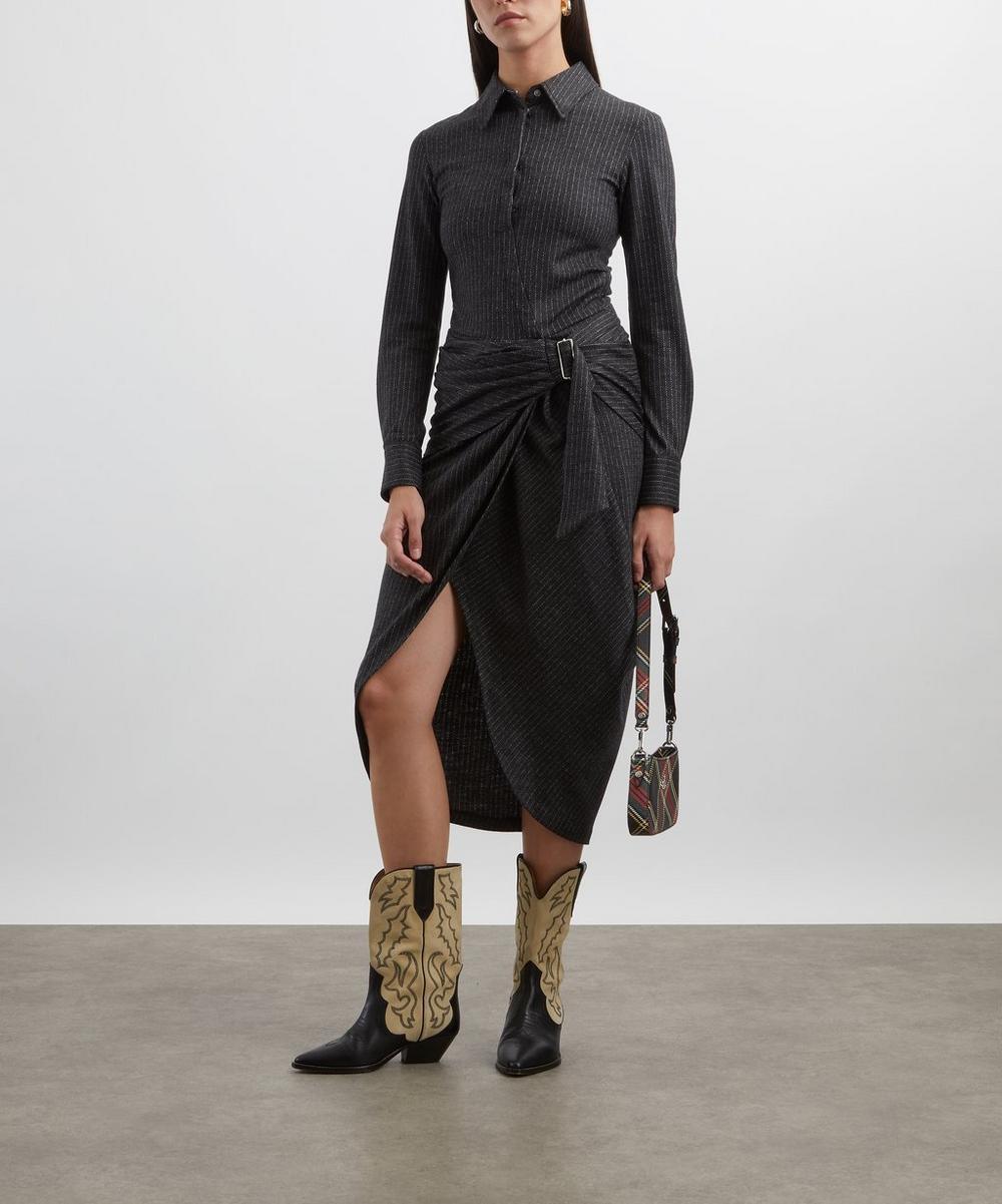 liberty london Isabel Marant Rosalie Draped Pinstripe Midi Dress