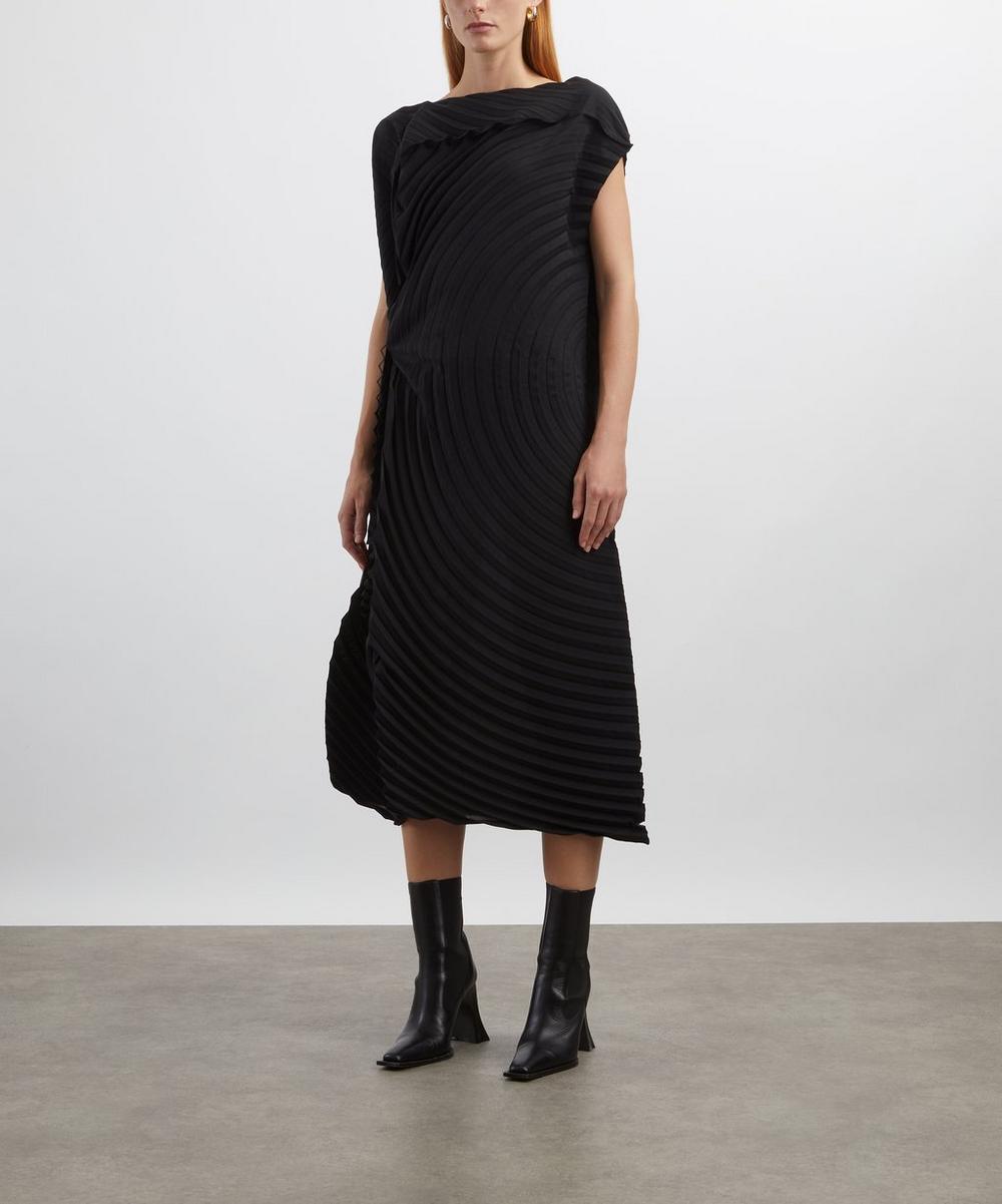 Liberty London Issey Miyake PAPER BAG PLEATS Black Midi Dress