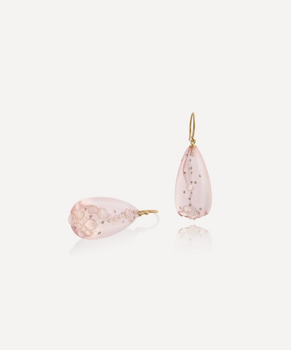 liberty london Jacqueline Cullen Rose Quartz Disintegrating Drop Earrings