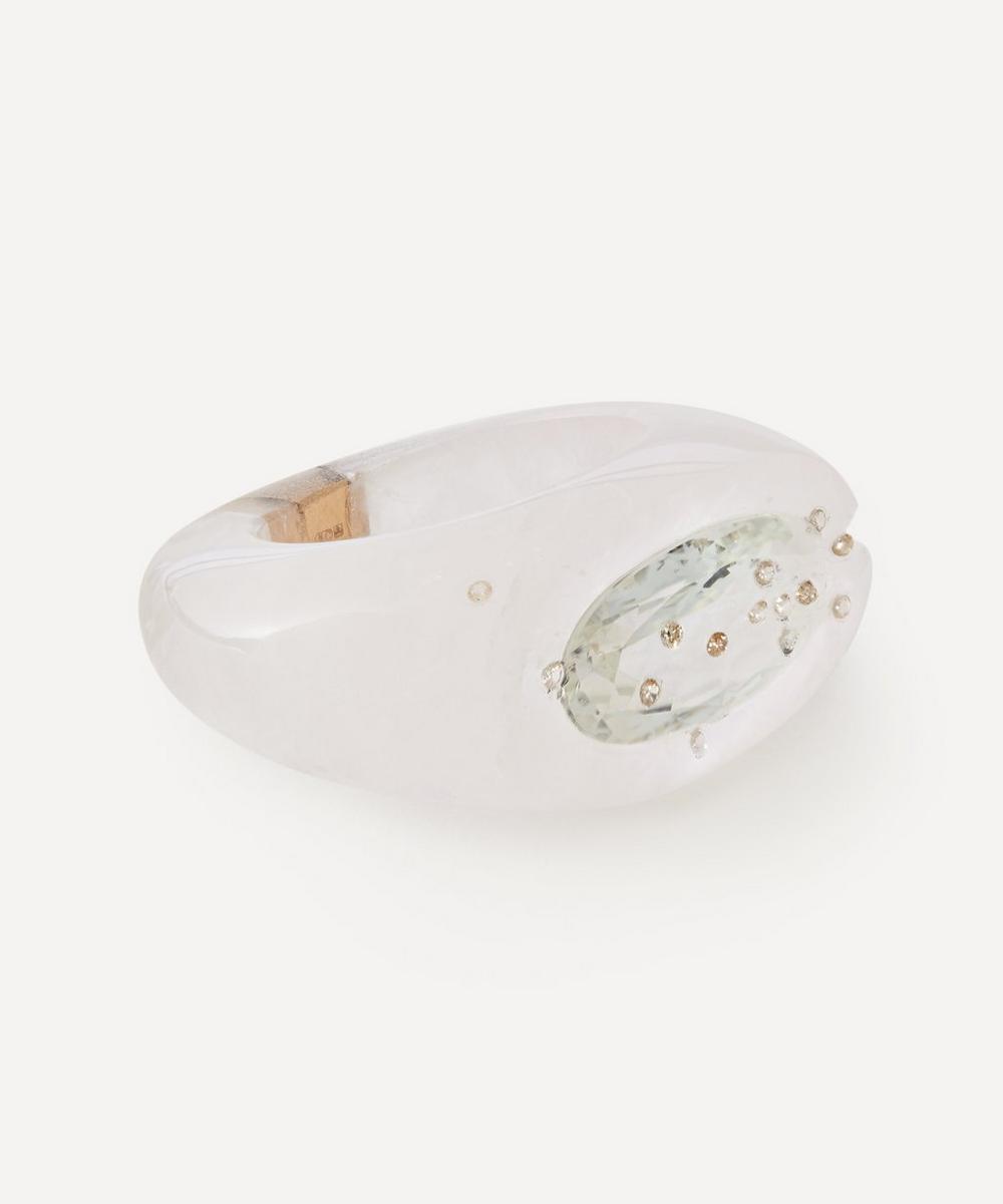liberty london Jacqueline Cullen Rose Quartz Embedded Signet Ring