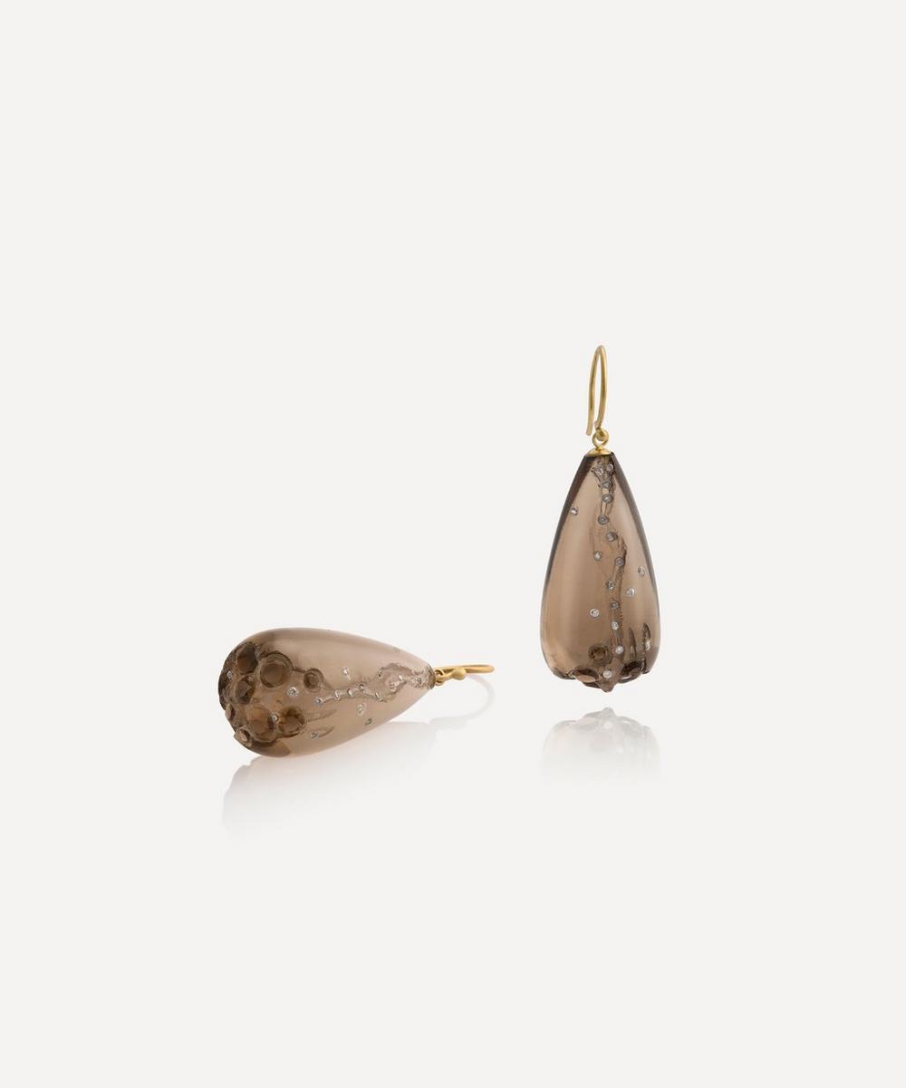 liberty london Jacqueline Cullen Smokey Quartz Disintegrating Drop Earrings