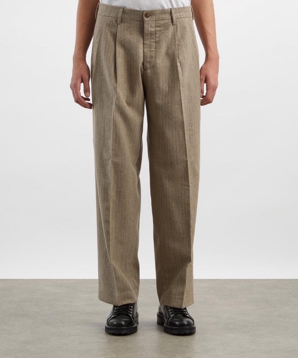 Liberty London Justin Herringbone Relaxed-Fit Trousers