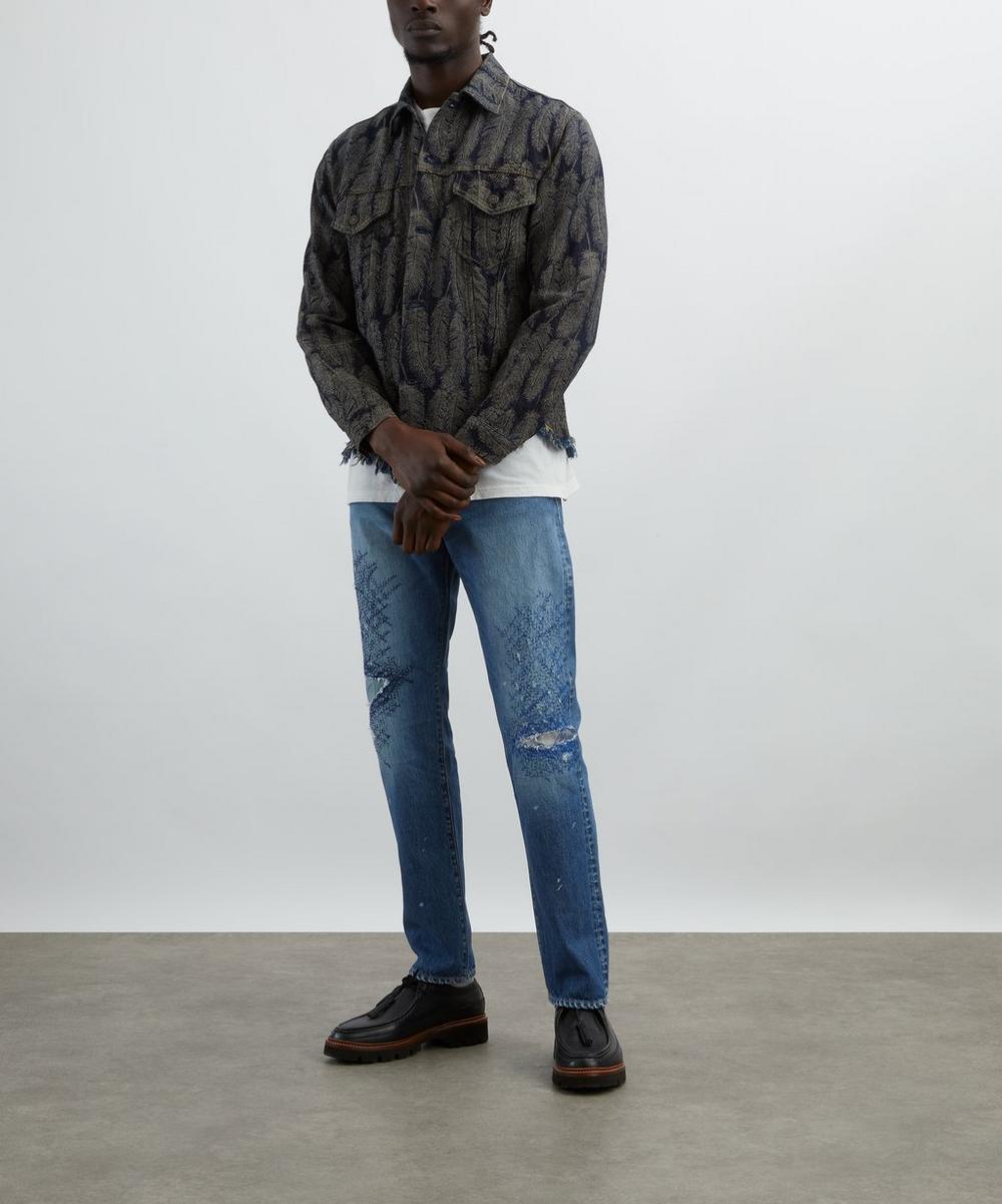 liberty london Kapital Monkey CISCO Straight-Leg Distressed Embroidered Jeans