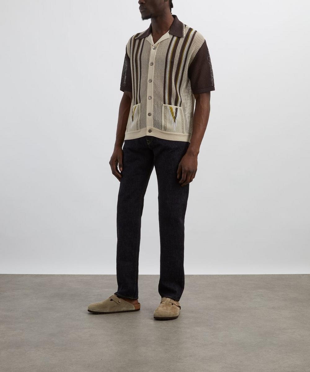 liberty london Kapital Tennessee Mesh Knit Cuban Polo Shirt