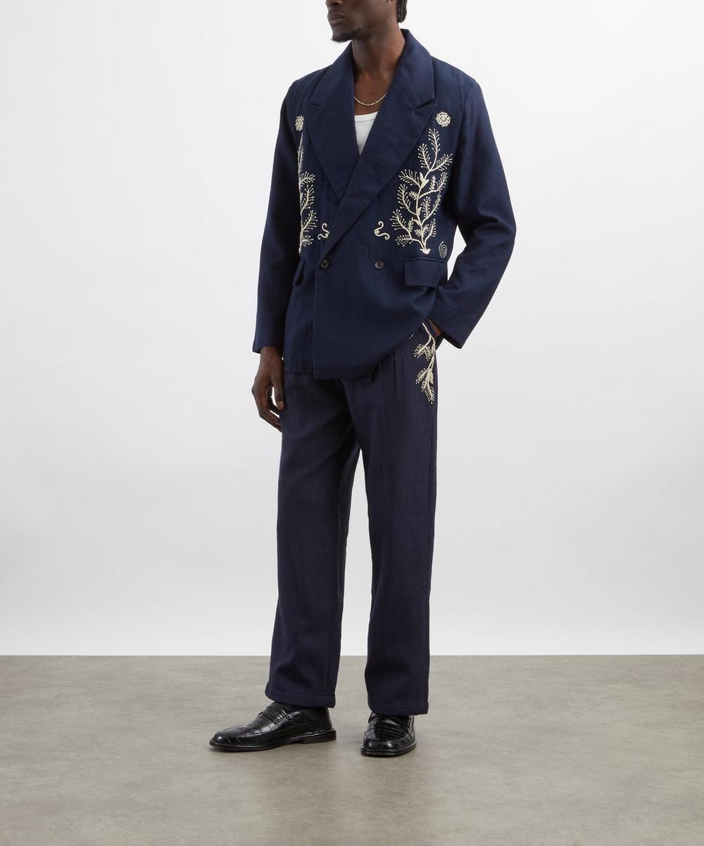 liberty london Kartik Research Double Breasted Embroidered Blazer