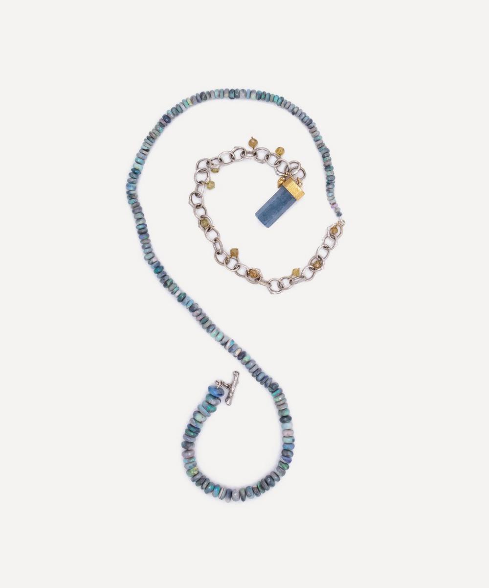 Liberty London Kojis 14ct White Gold Katey Brunini Opal And Aquamarine Lariat Necklace