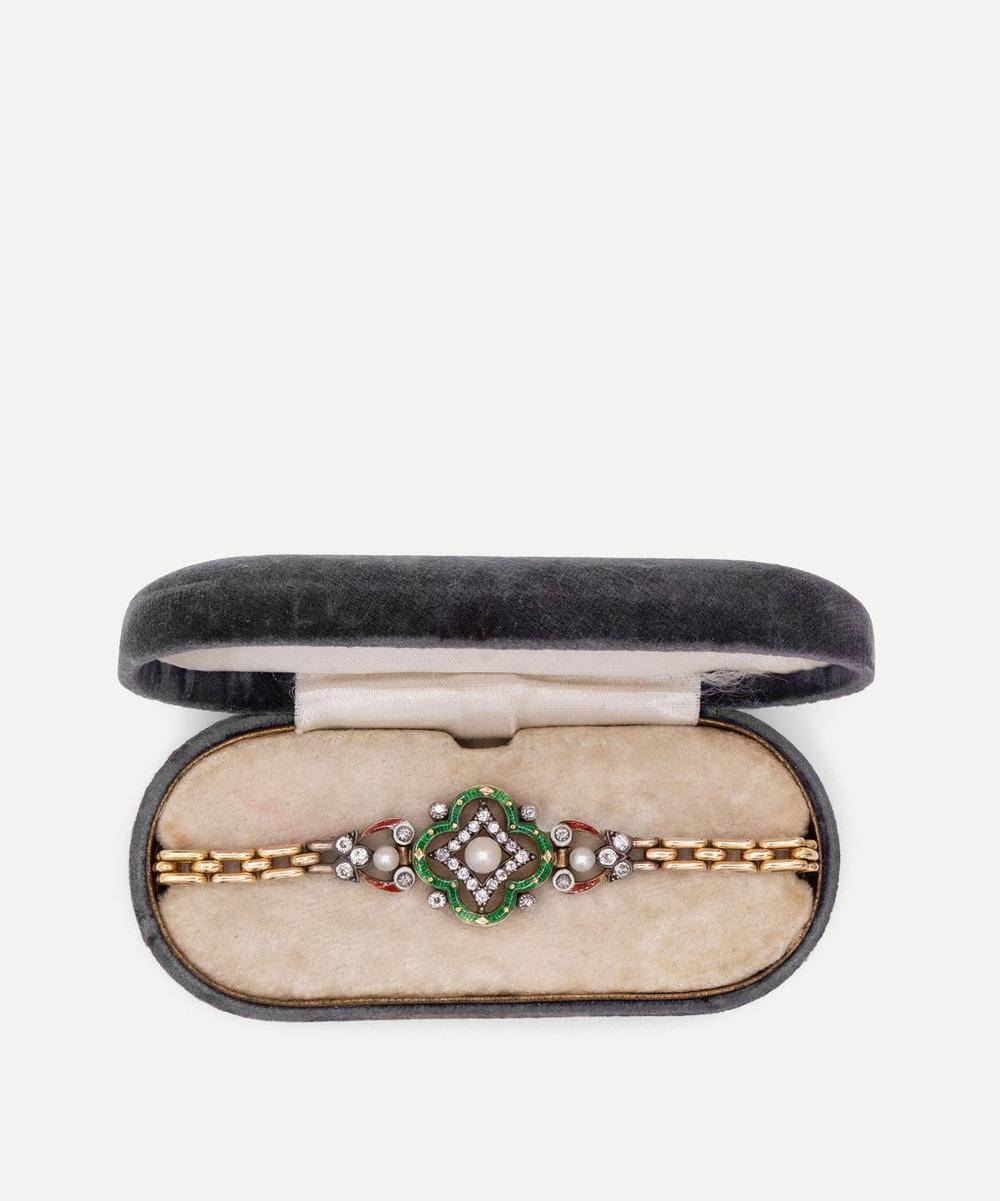 liberty london Kojis 18ct Gold Antique Enamel Pearl and Diamond Bracelet
