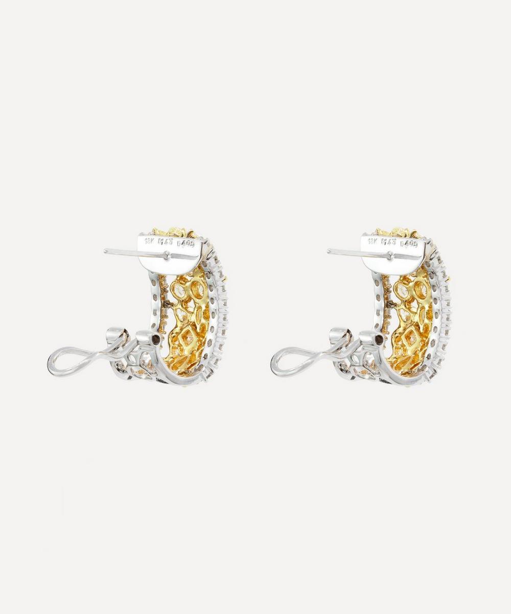 Liberty London Kojis 18ct Gold Yellow And White Diamond Hoop Earrings