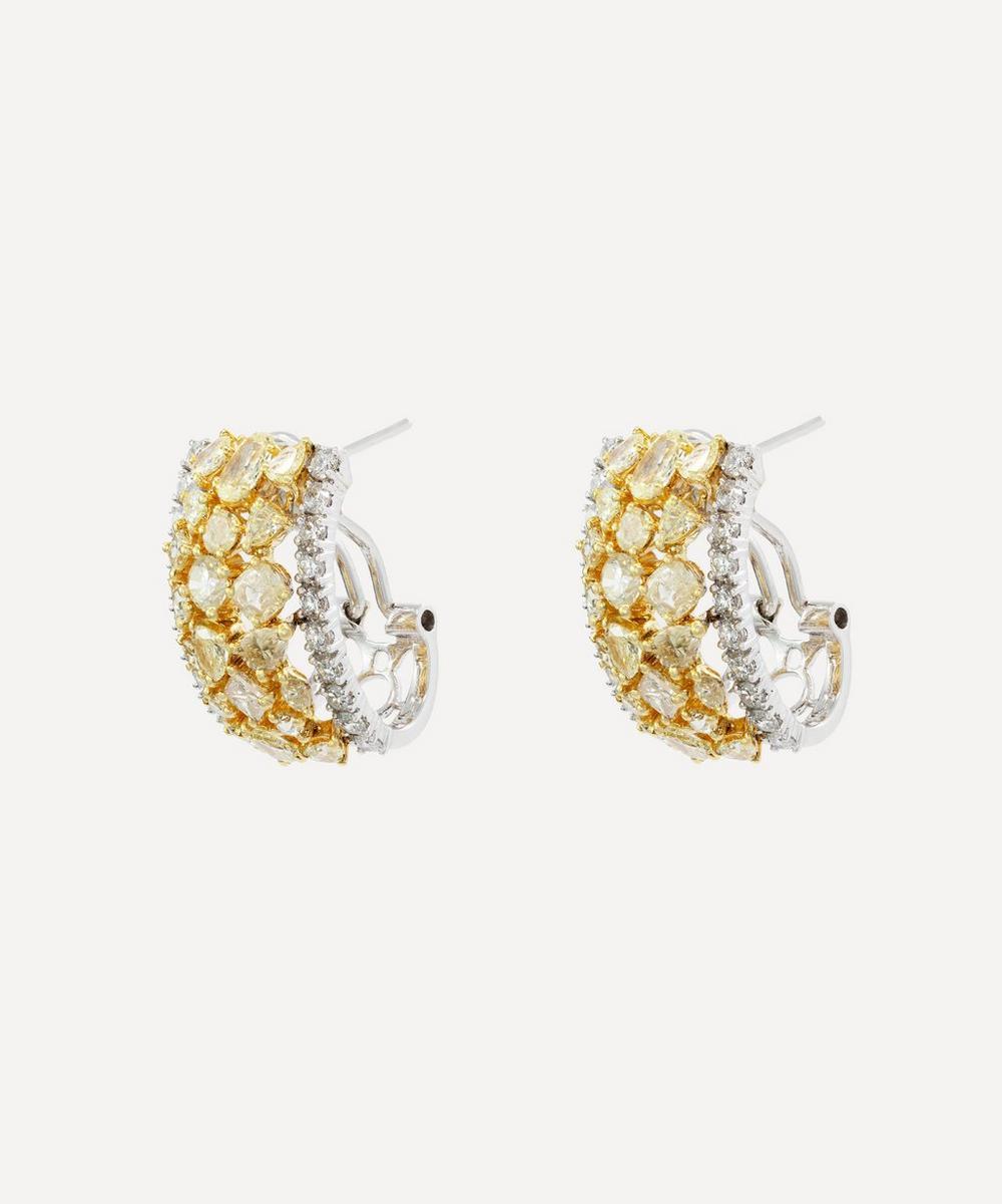 liberty london Kojis 18ct Gold Yellow and White Diamond Hoop Earrings