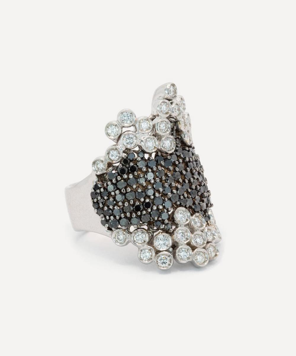 liberty london Kojis 18ct White Gold Black and White Diamond Cocktail Ring