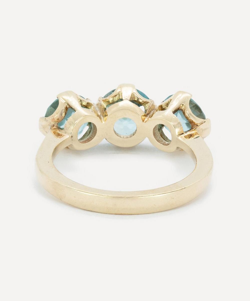 Liberty London Kojis 9ct Gold Blue Zircon Three Stone Ring