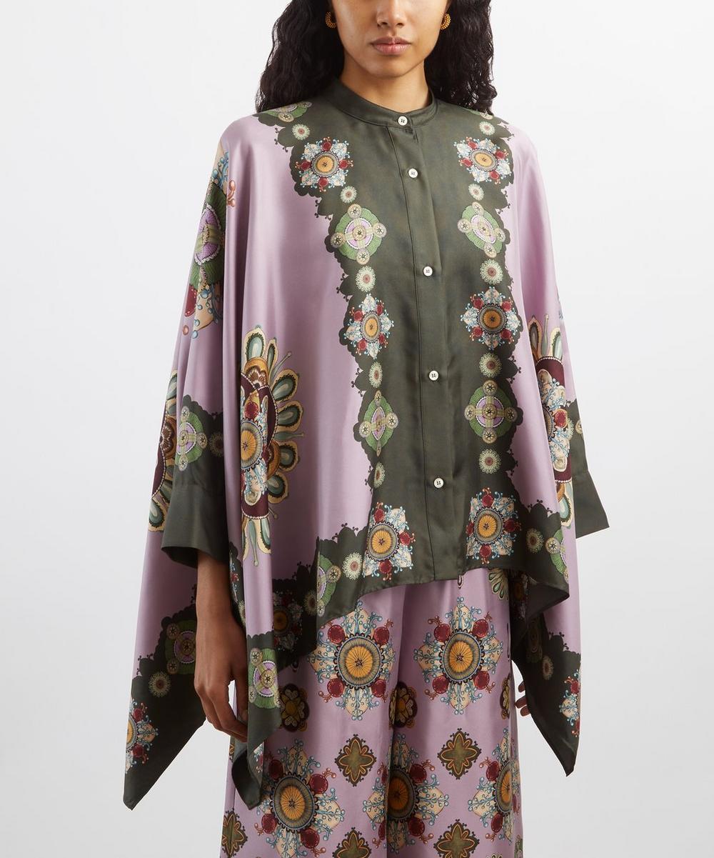 Liberty London La DoubleJ Foulard Nucleus Placée Dusty Pink Silk Shirt