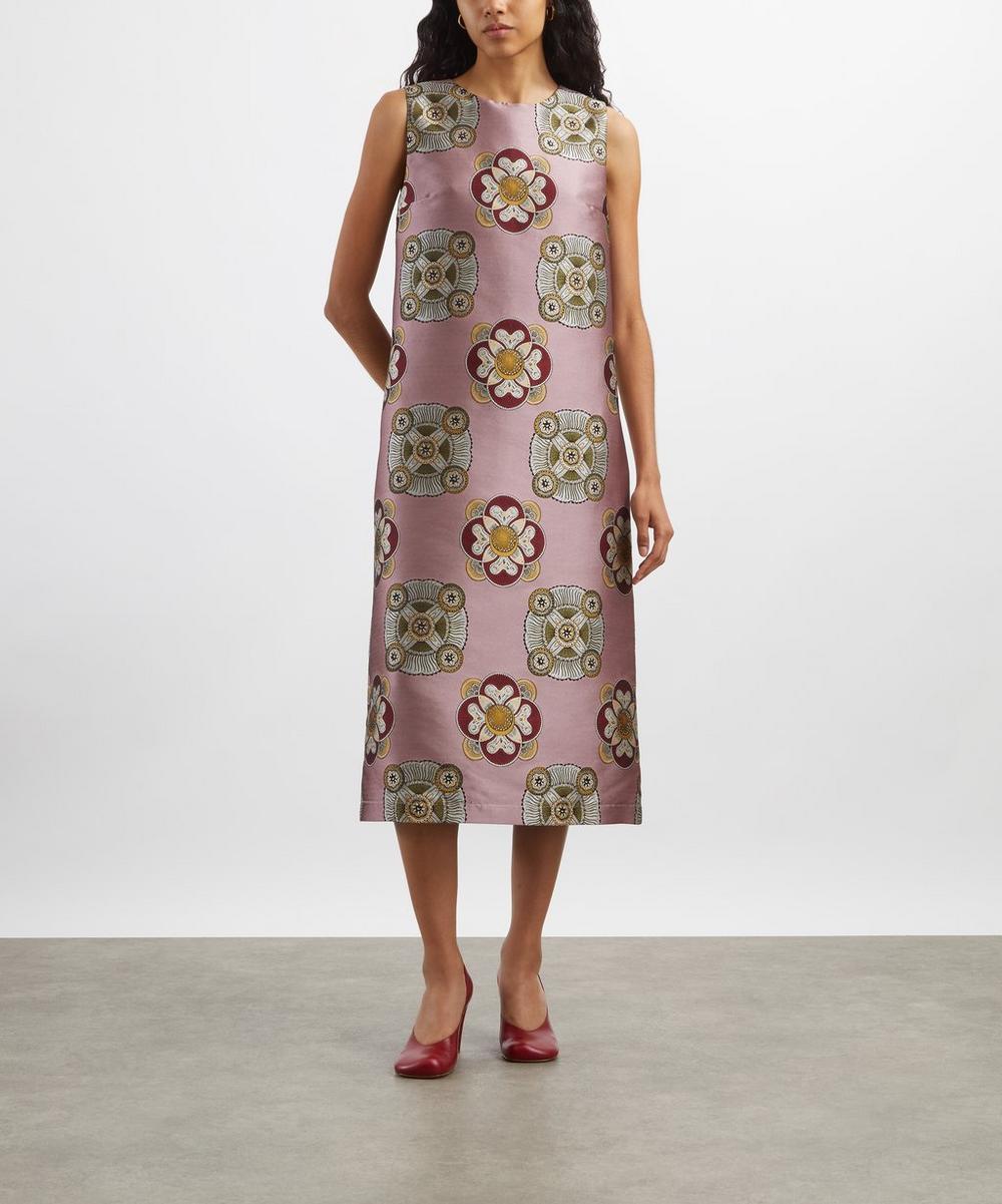 Liberty London La DoubleJ Nucleus Placée Dusty Pink Column Dress