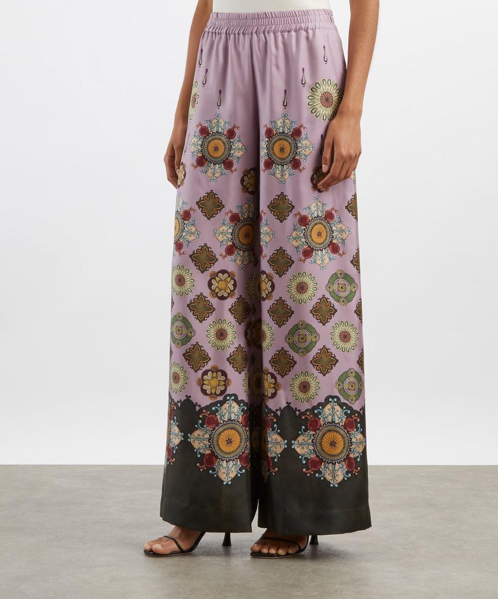 Liberty London La DoubleJ Nucleus Silk Twill Palazzo Trousers