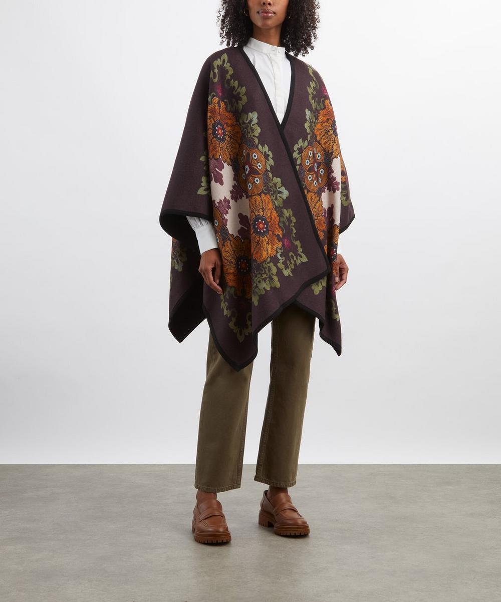 Liberty London La DoubleJ Placée Patterned Wool Poncho