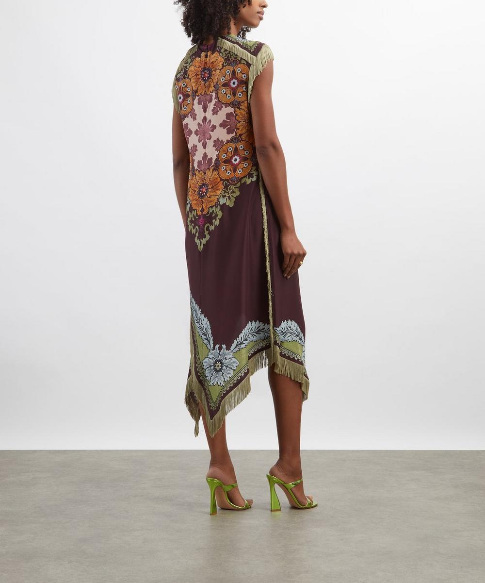 Liberty London La DoubleJ Valkyrie Fringe Printed Silk Midi Dress