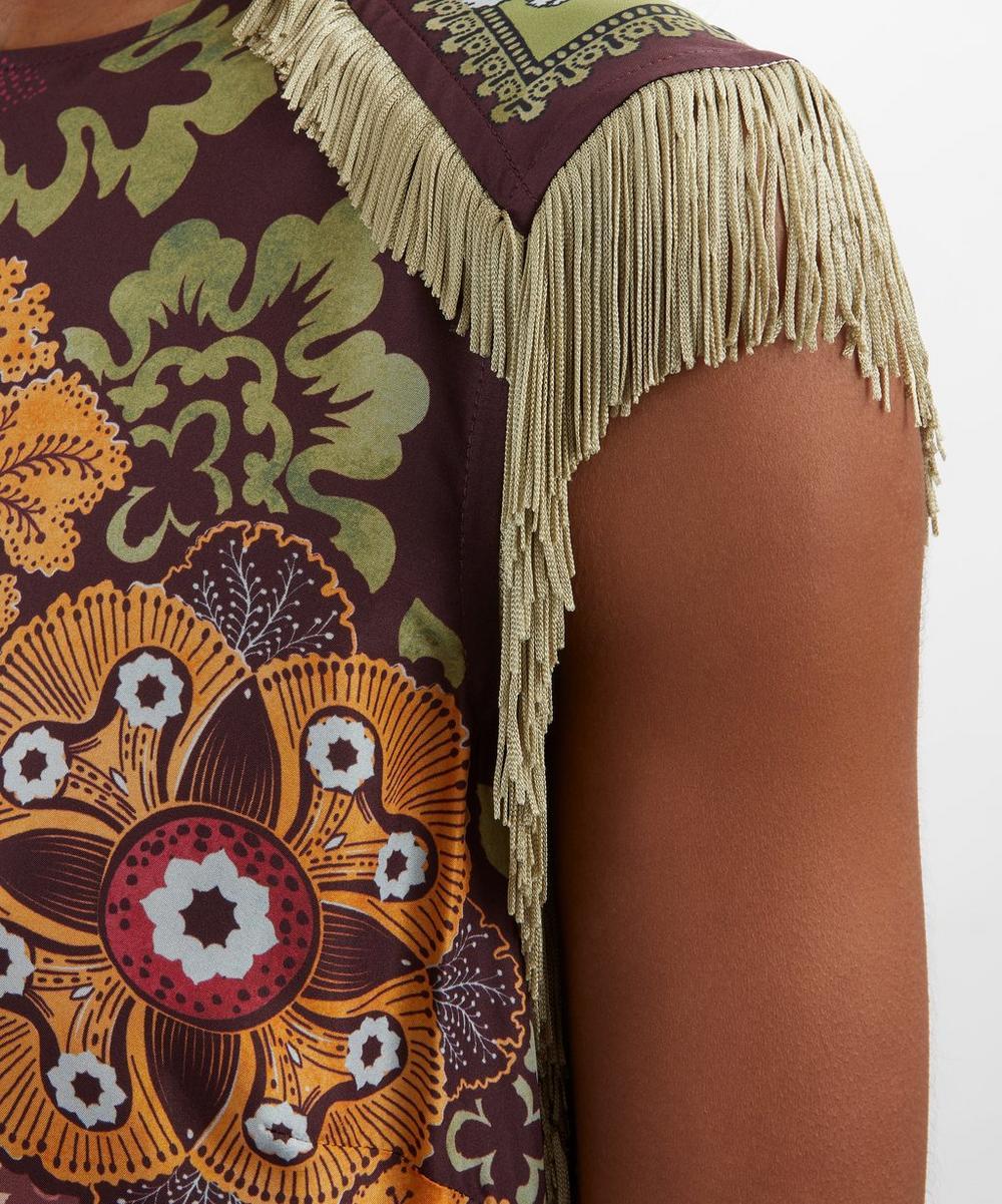 Liberty London La DoubleJ Valkyrie Fringe Printed Silk Midi Dress