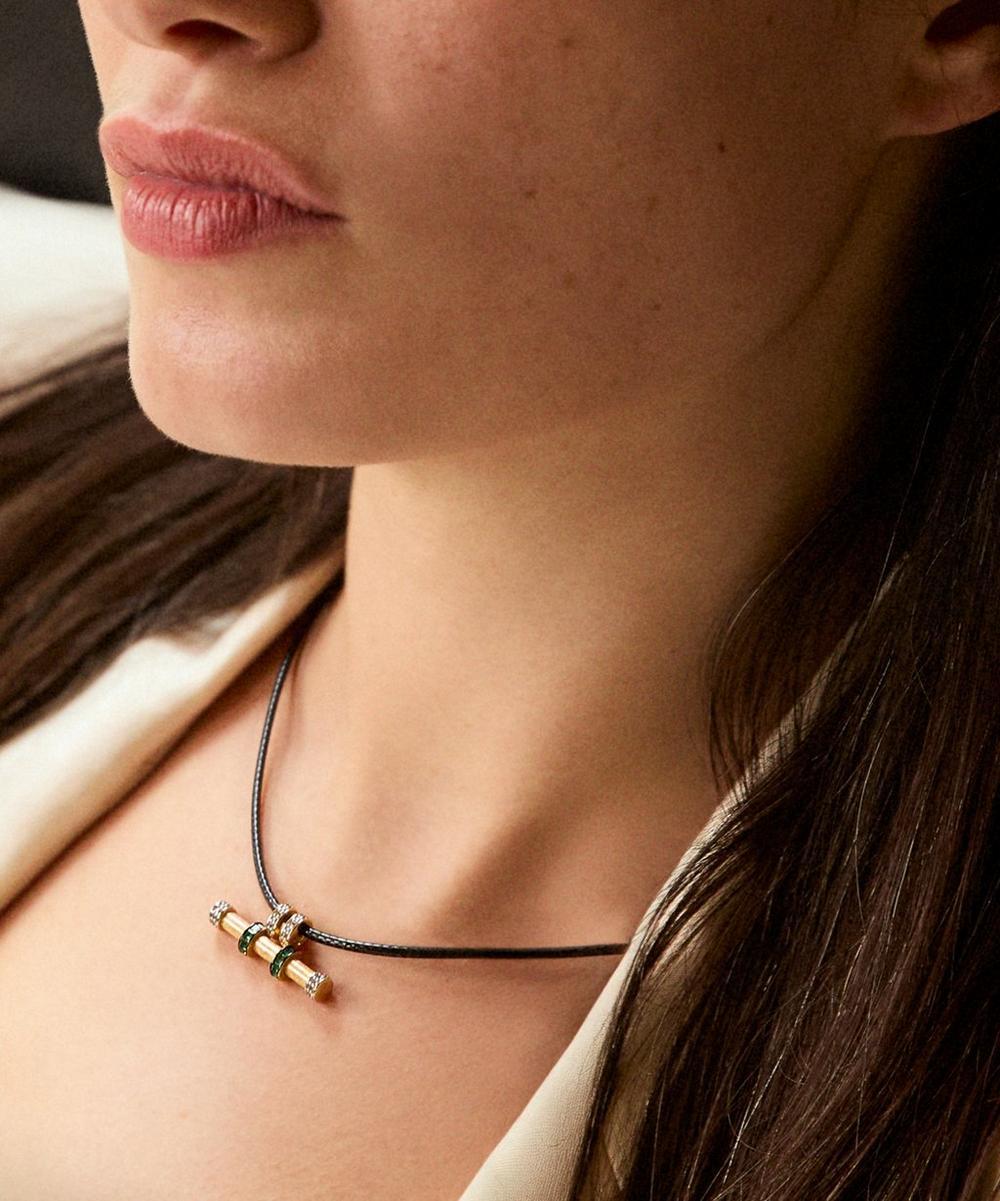 liberty london Laura Vann 18ct Gold-Plated Maya T-Bar Cord Necklace