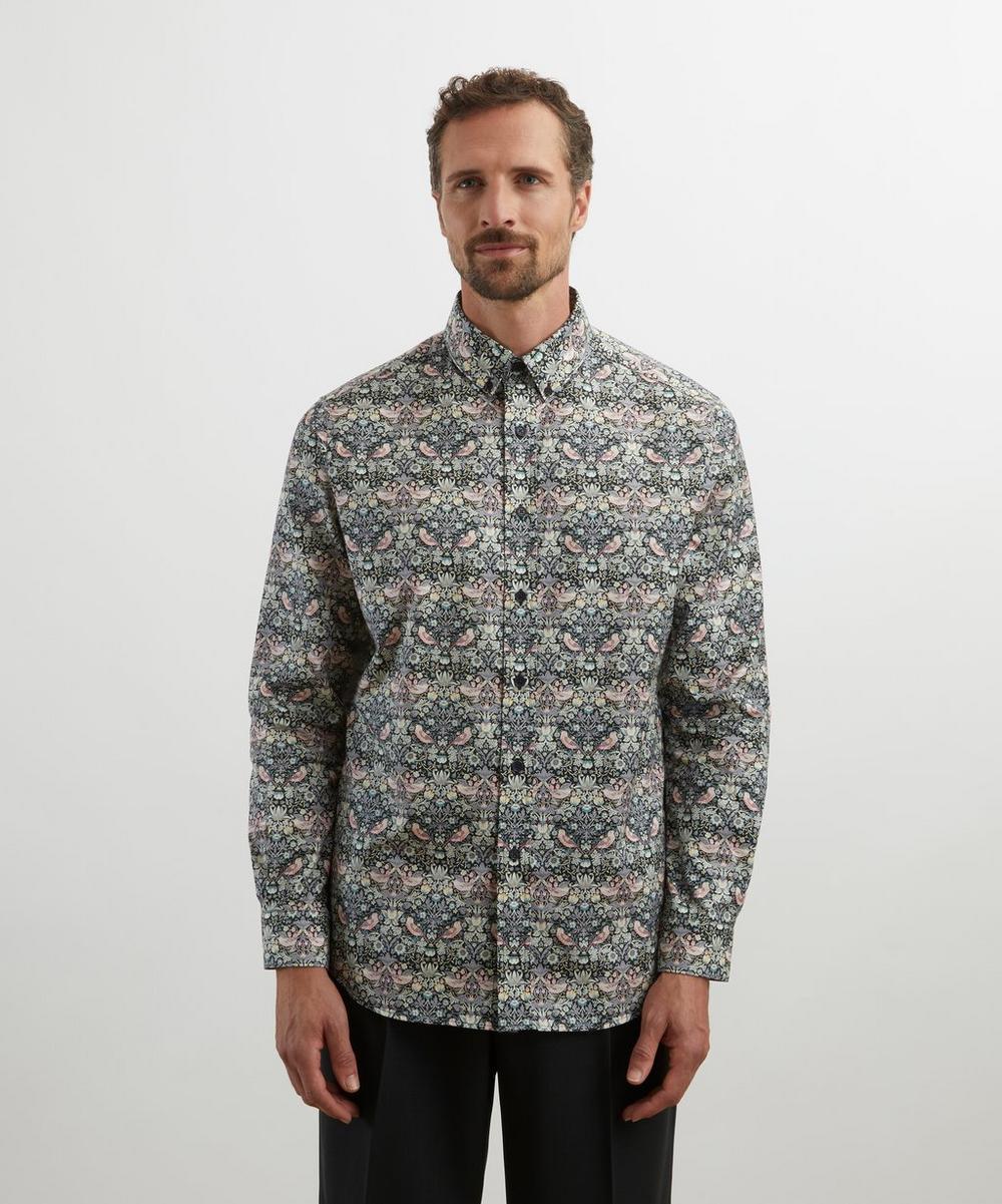 Liberty London Liberty Button-Down Regular Fit Cotton Shirt In Strawberry Thief