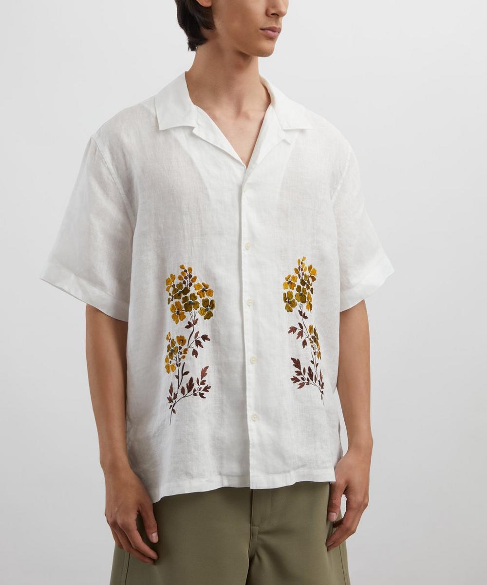 Liberty London Liberty Cuban Collar Hemp Shirt With Embroidery
