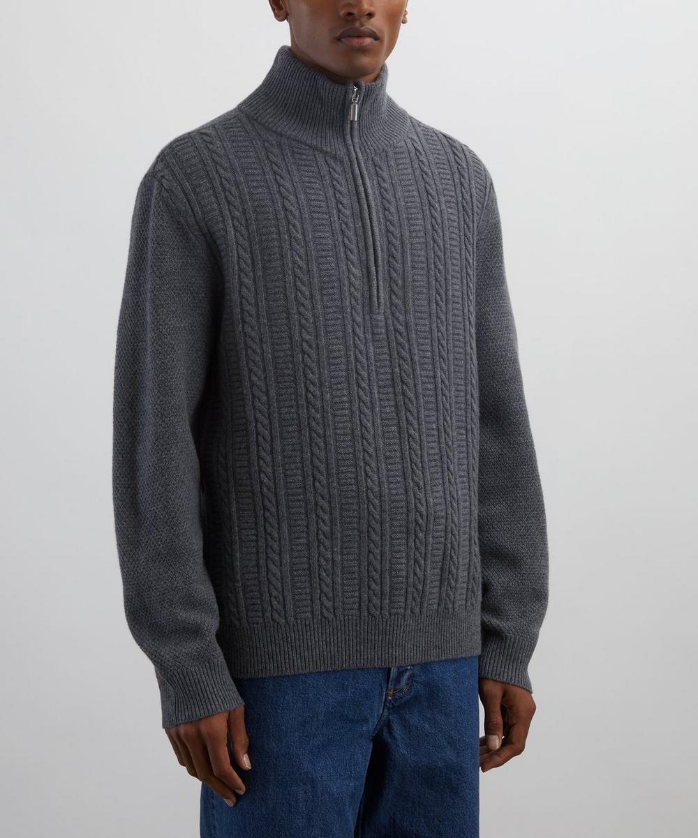 Liberty London A.P.C. Grey Wool Cable-Knit Jumper