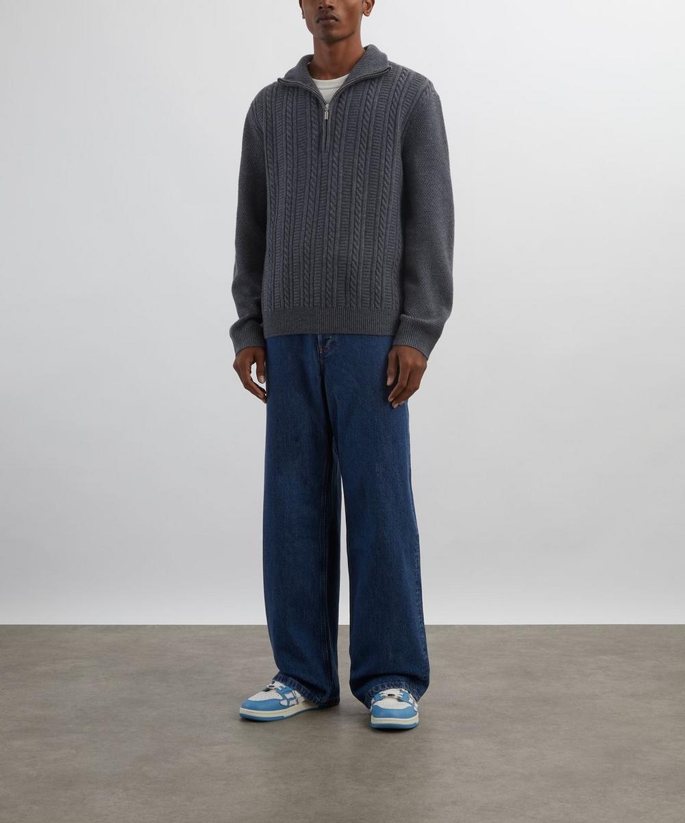 liberty london A.P.C. Grey Wool Cable-Knit Jumper