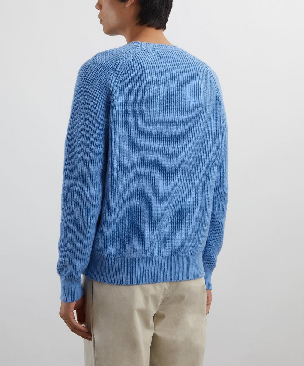 Liberty London Adsum Blue Pocket Crew-Neck Jumper