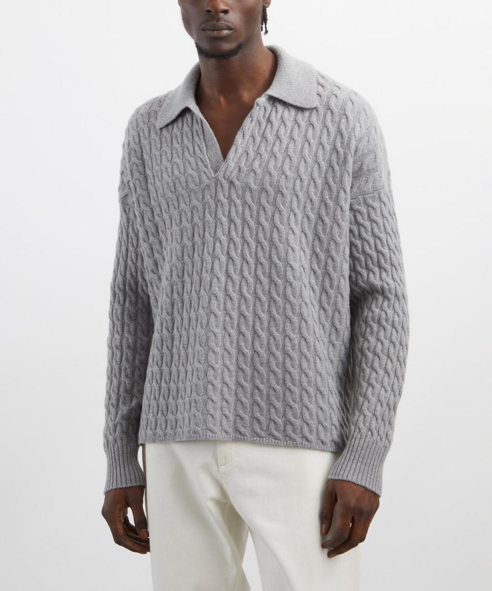 Liberty London Ami Cable-Knit Polo Jumper
