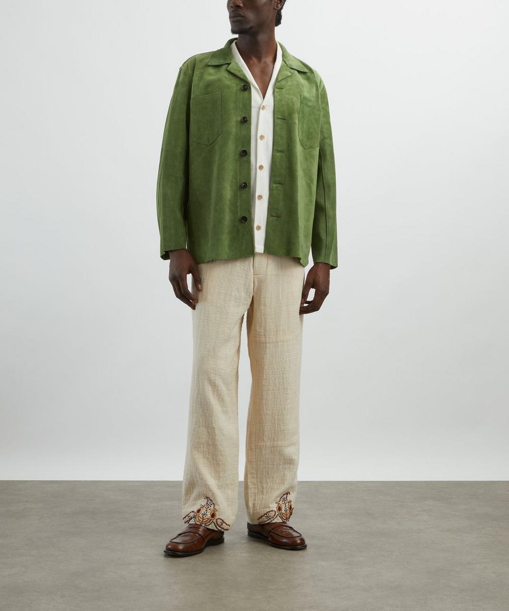 liberty london Bode Green Suede Overshirt