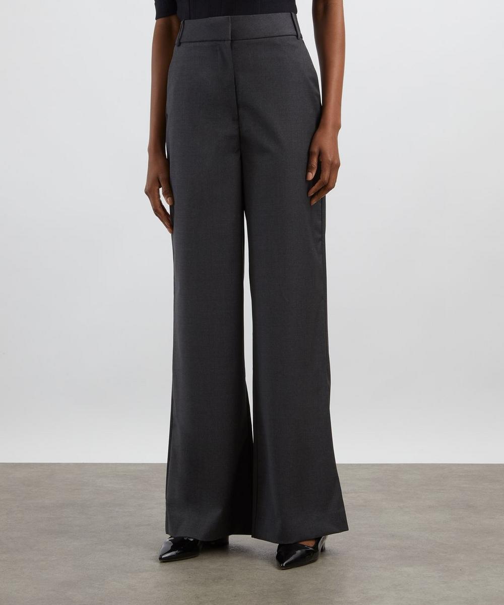 Liberty London Destree Grey Wool Wide-Leg Trousers