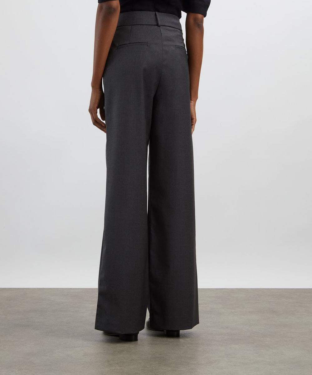 Liberty London Destree Grey Wool Wide-Leg Trousers