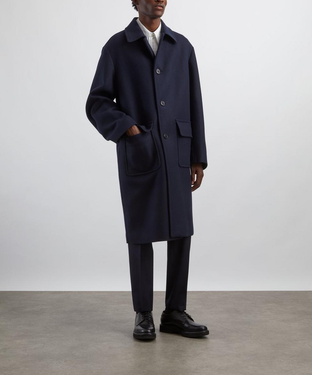 liberty london Dries Van Noten Navy Wool Car Coat