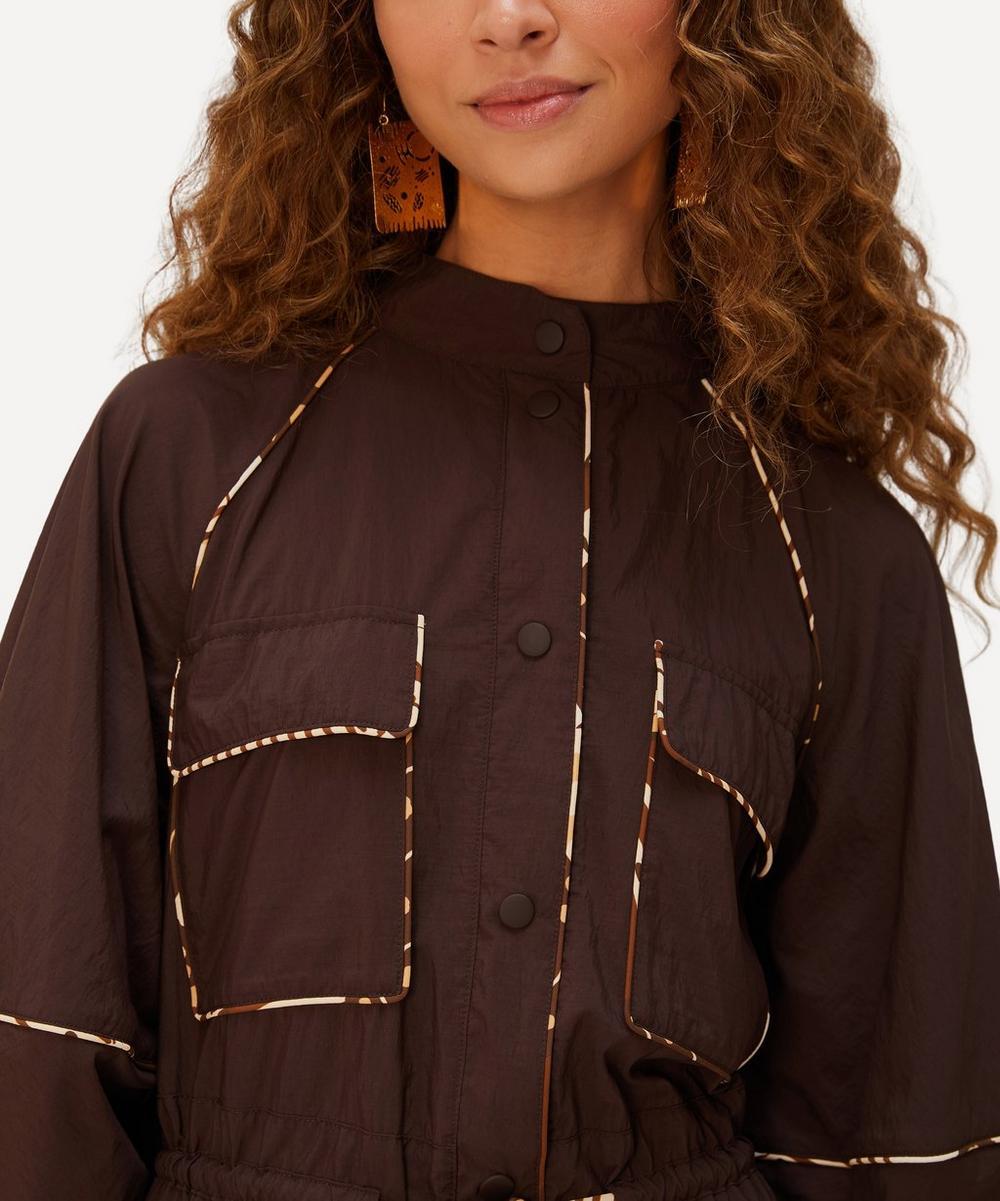 Liberty London FARM Rio Brown Chemise Midi Dress