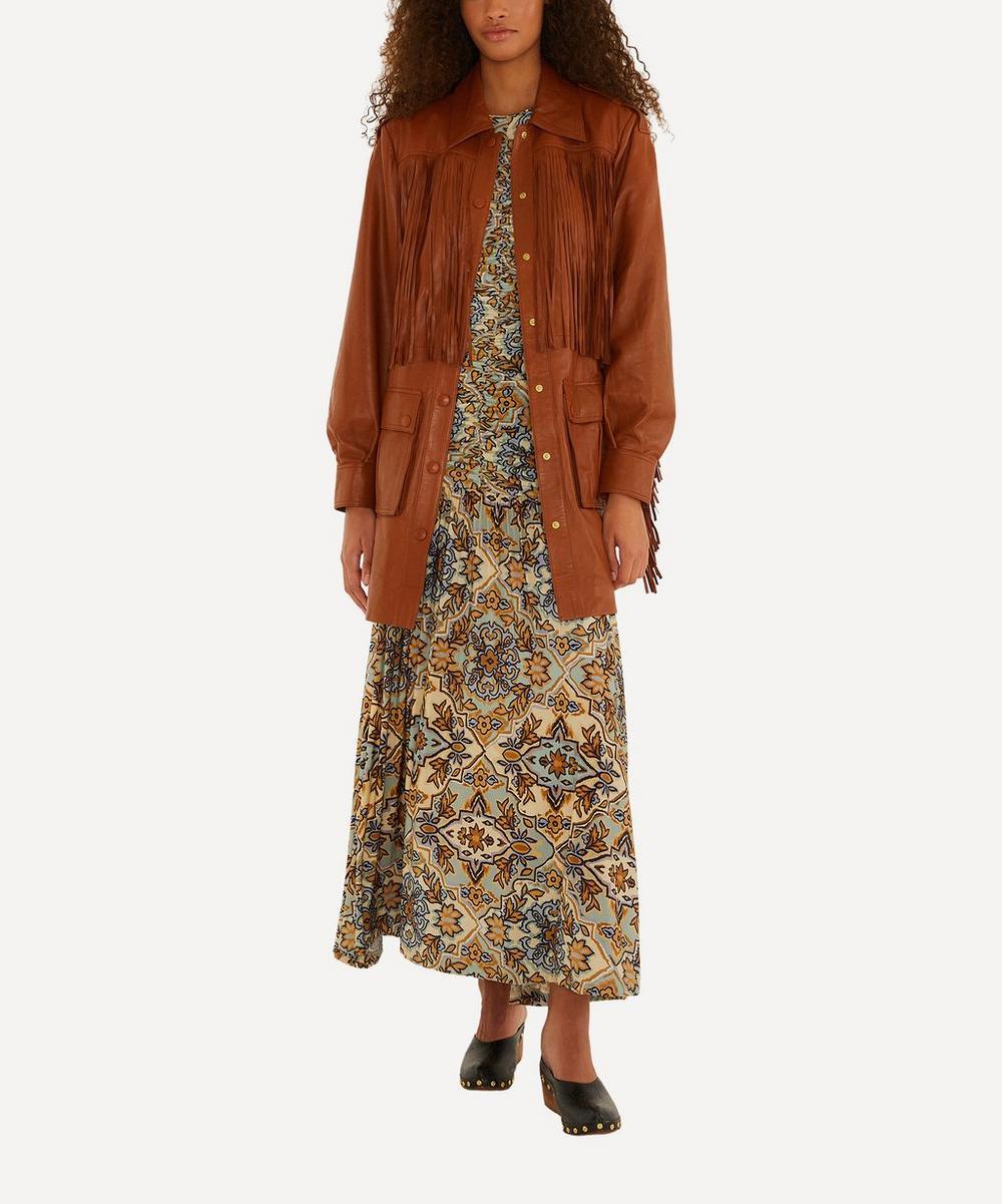 liberty london FARM Rio Brown Fringes Leather Coat