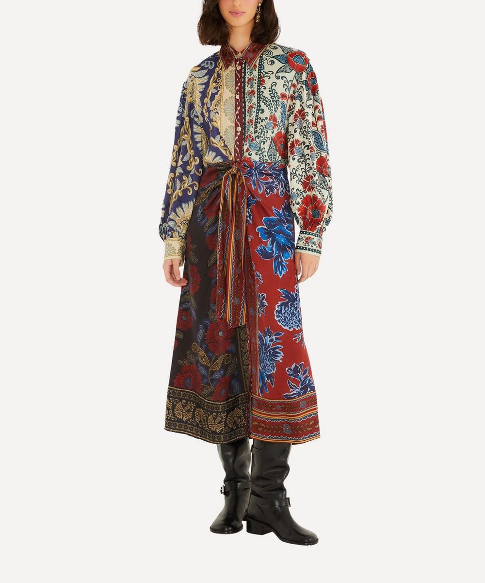 liberty london FARM Rio Navy Winter Mix Midi Dress