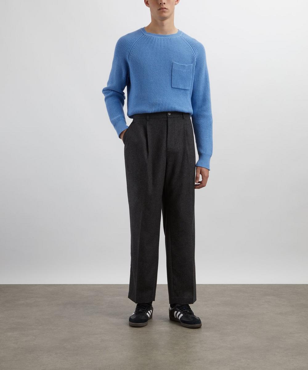 liberty london Frame Grey Melange Wool Trousers