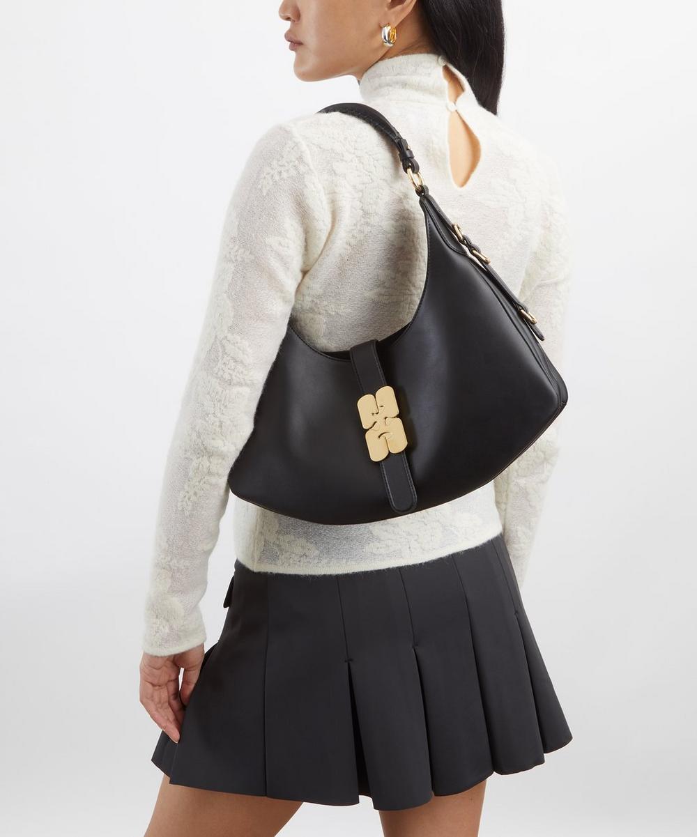 liberty london Ganni Small Black Kat Shoulder Bag