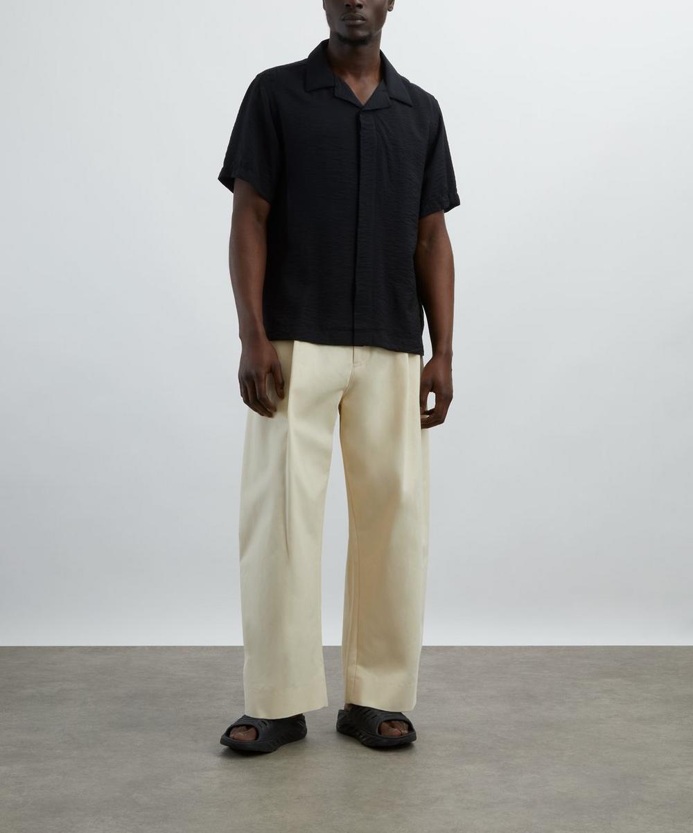 liberty london Hank Black Open Collar Shirt