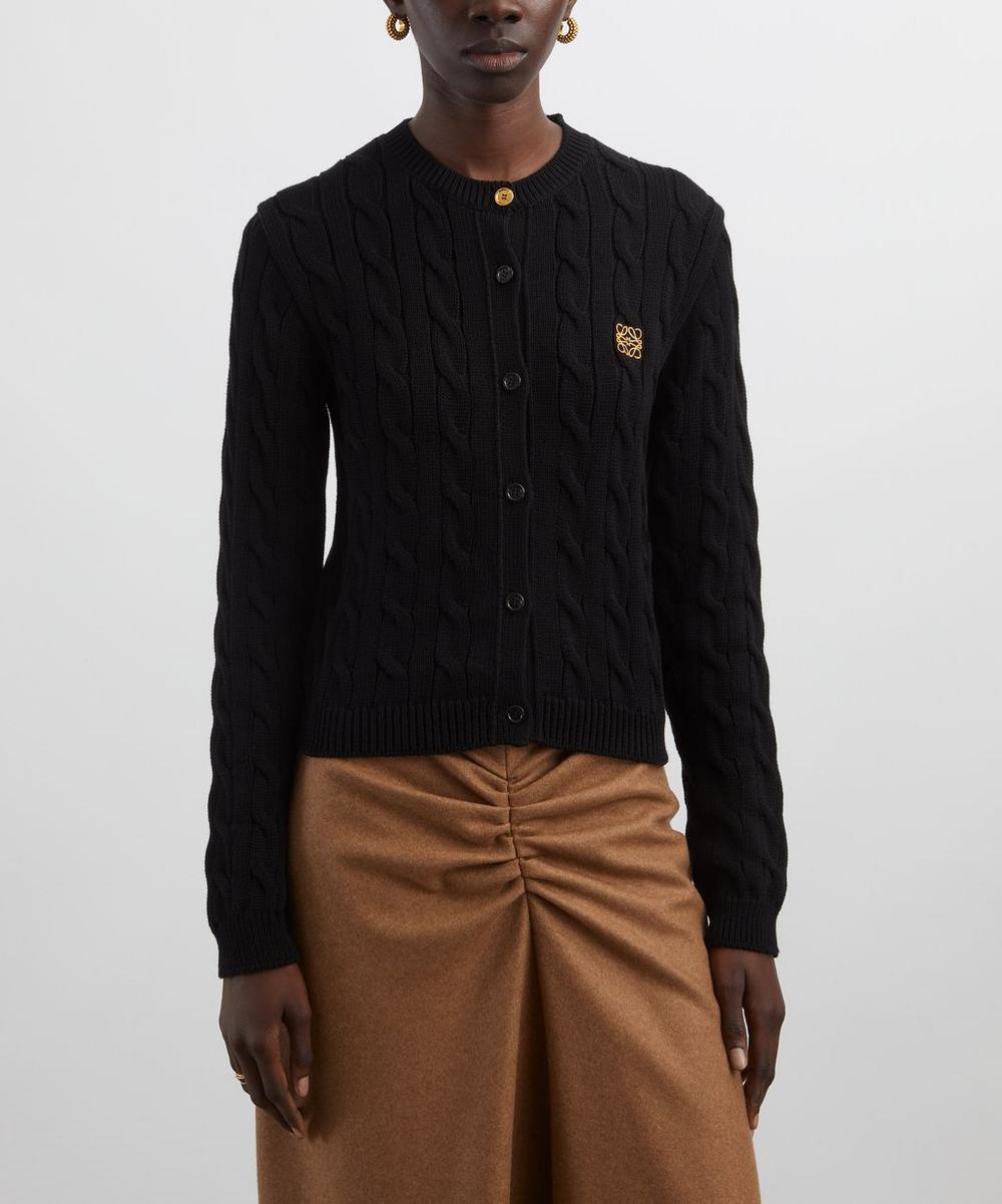 Liberty London Loewe Black Cropped Cotton Cardigan