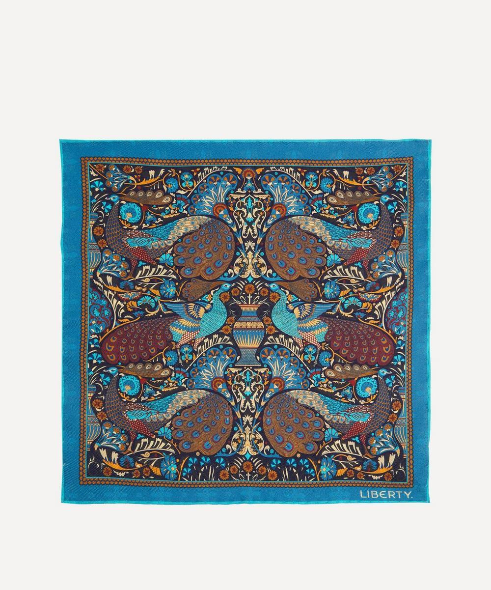 Liberty London Peacock Garden Silk Pocket Square