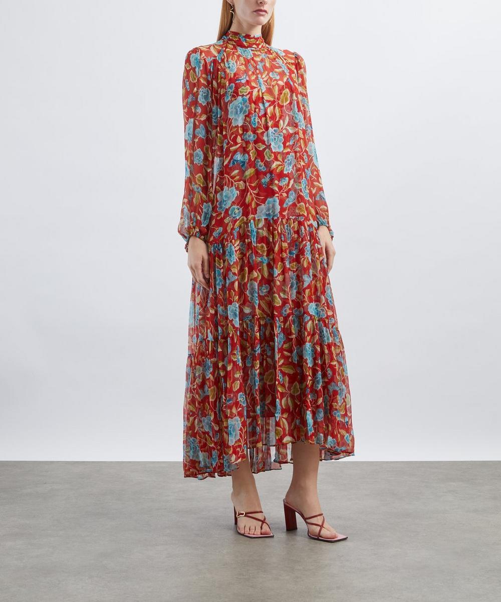 Liberty London RIXO Adalind Crinkled Chiffon Dress