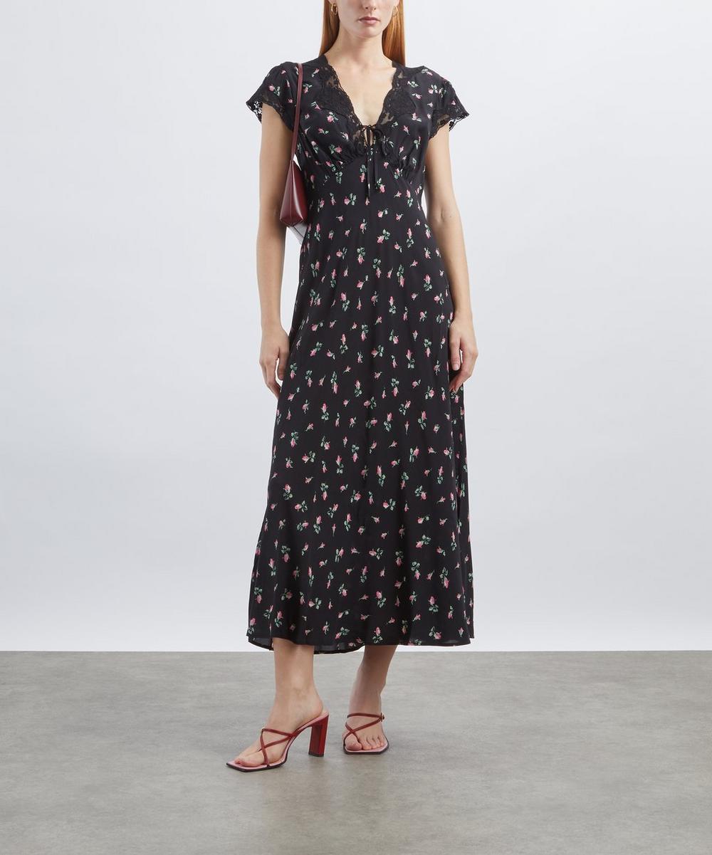 liberty london RIXO Amari Sienna Bud Black Dress