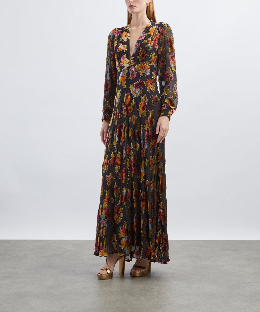 Liberty London RIXO Emory Silk-Velvet Devoré Gown