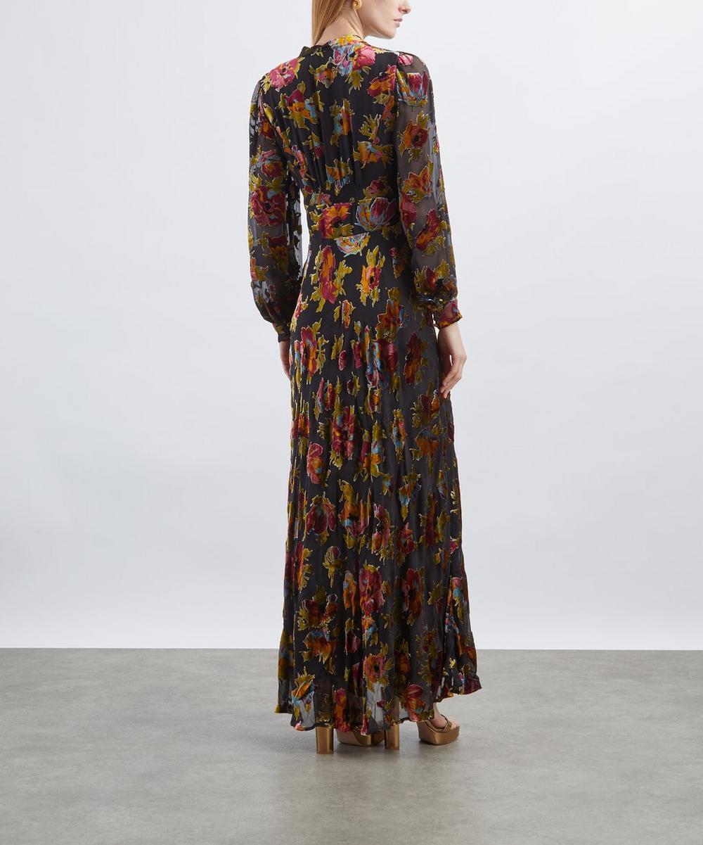 Liberty London RIXO Emory Silk-Velvet Devoré Gown