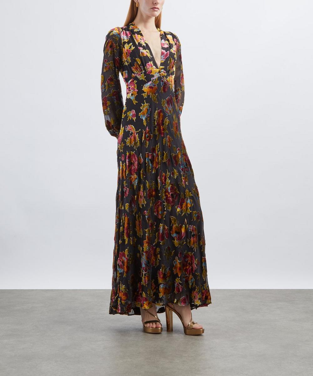 liberty london RIXO Emory Silk-Velvet Devoré Gown