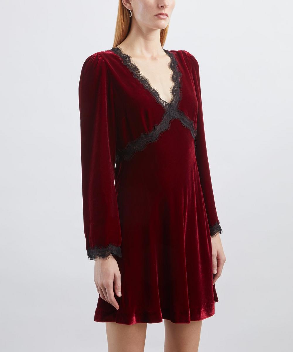 Liberty London RIXO Macie Maroon Velvet Mini Dress