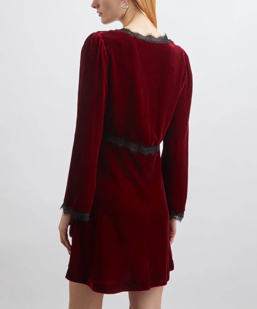 Liberty London RIXO Macie Maroon Velvet Mini Dress